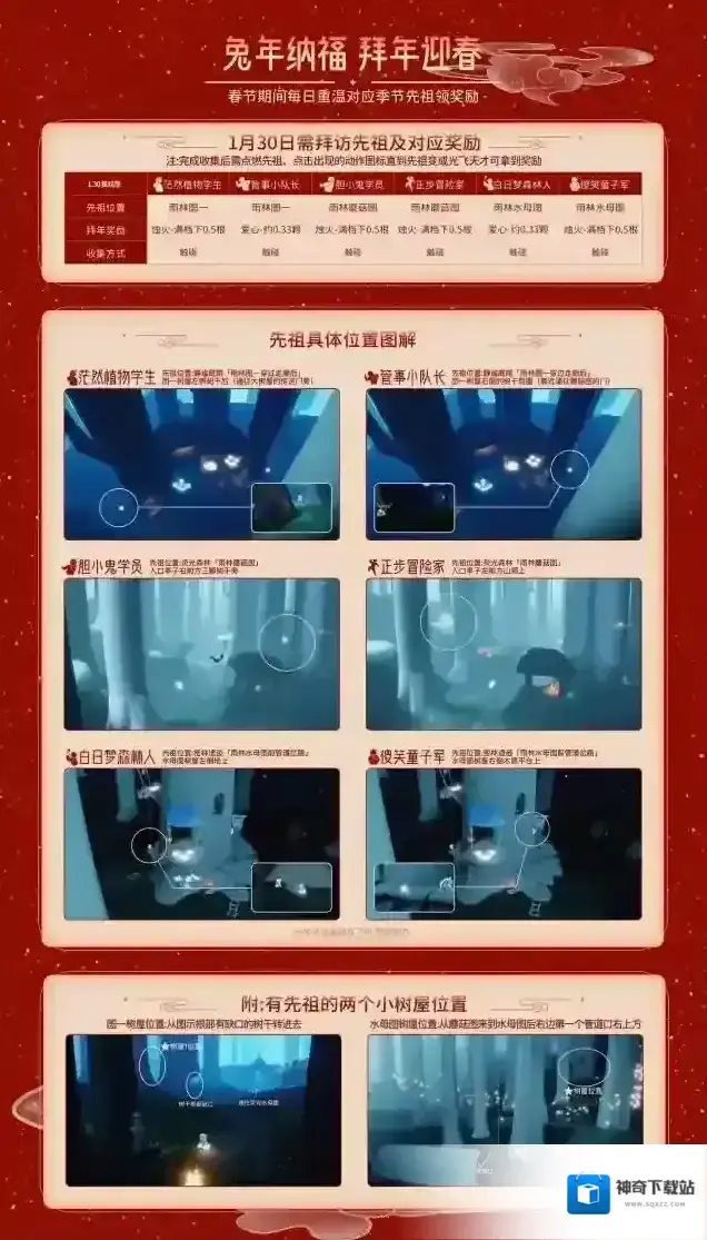 光遇1月30日拜访先祖位置分享
