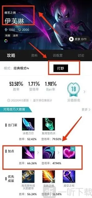 英雄联盟伊芙琳一级打野技能加点攻略