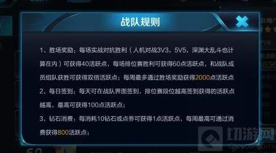 《王者荣耀》战队活跃点规则最全攻略