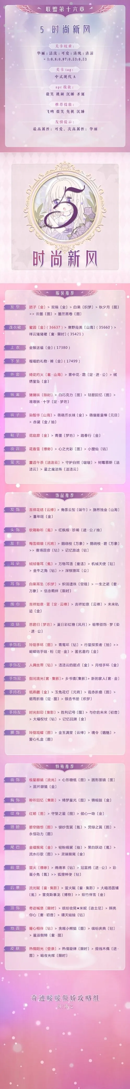 奇迹暖暖16-5联盟关卡高分玩法攻略
