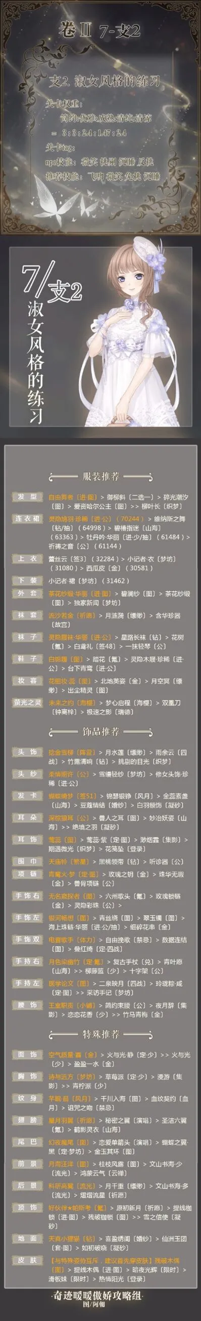 奇迹暖暖第二卷7-支线2淑女风格的练习高分通关攻略