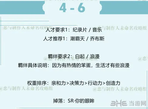 恋与制作人白起拍摄副本第四章4-6玩法指南