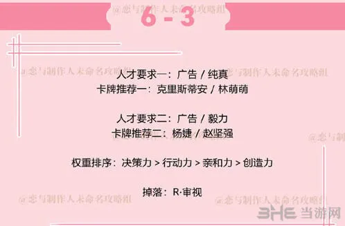 恋与制作人：李泽言拍摄副本6-3流程