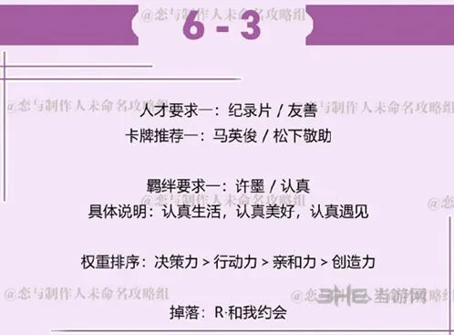 恋与制作人第六章6-3通关技巧