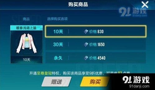 QQ飞车手游暖春浅调上衣价格查询