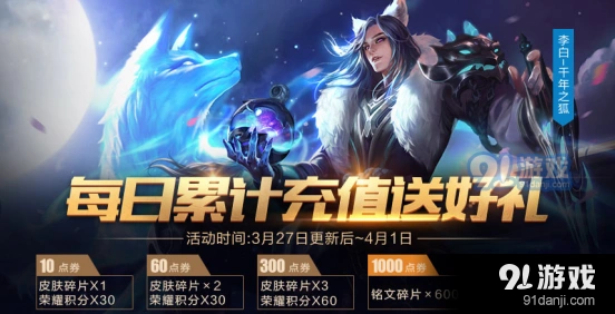王者荣耀3月27日累计充值送好礼玩法详解