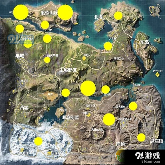 荒野行动中级资源点位置地图