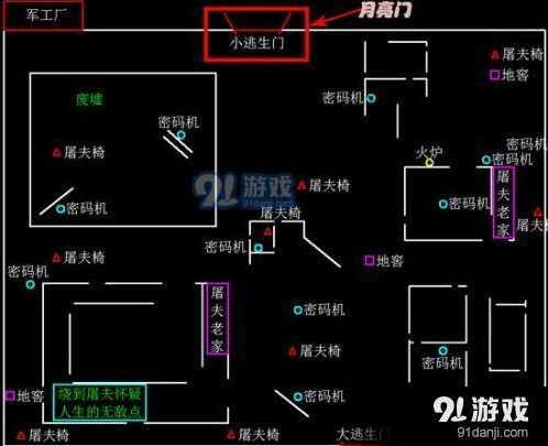 第五人格军工厂逃生门位置完整分析
