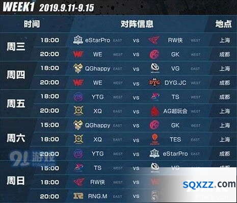 王者荣耀2019KPL秋季赛首周赛程大全