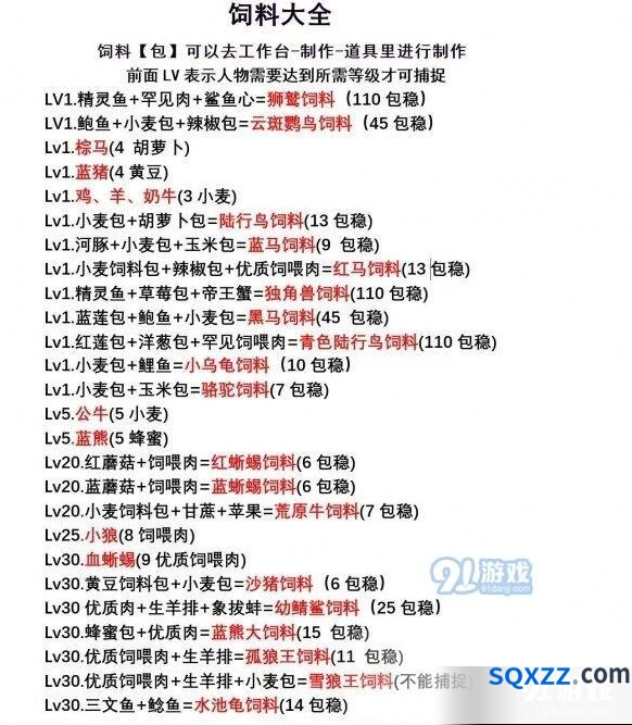 创造与魔法饲料配方一览 合成表
